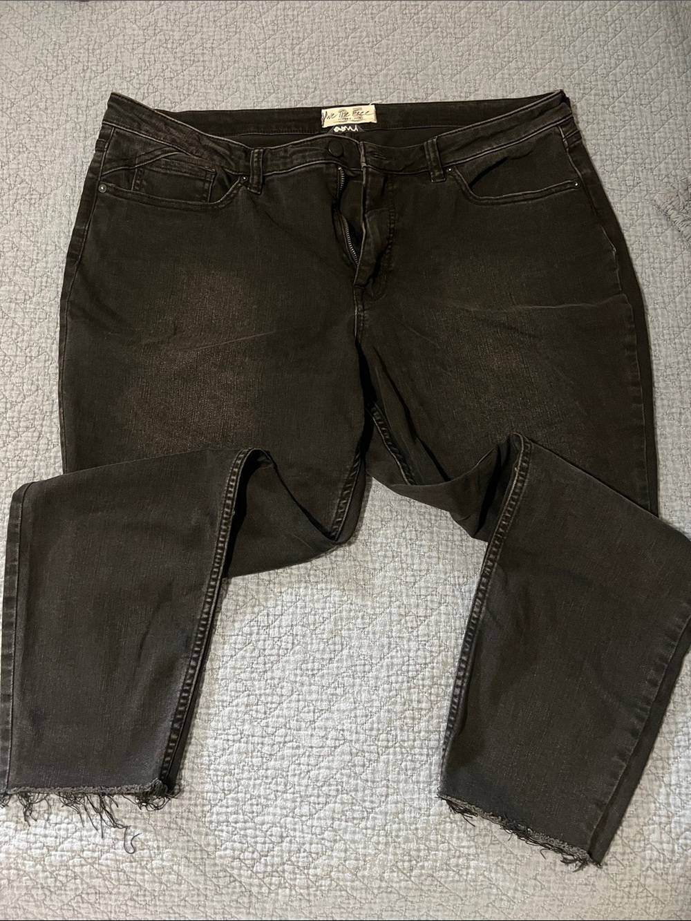 We The Free Black Raw Hem Skinny Jeans